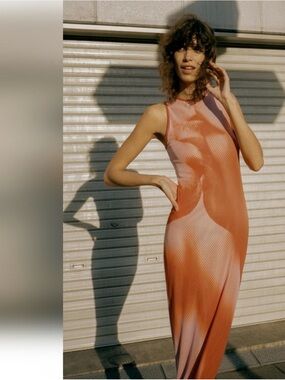 Zara Orange Ombre Sleeveless Maxi Dress